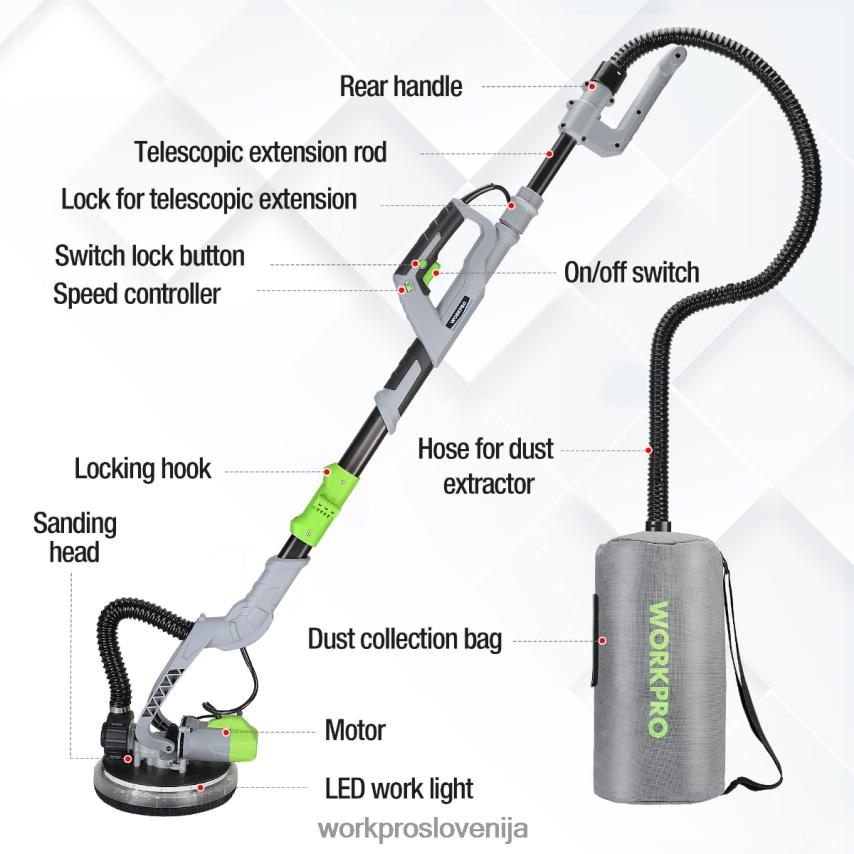 WORKPRO 720 W električni brusilnik za suhomontažne plošče z vakuumom 4V0B84228 orodje morden