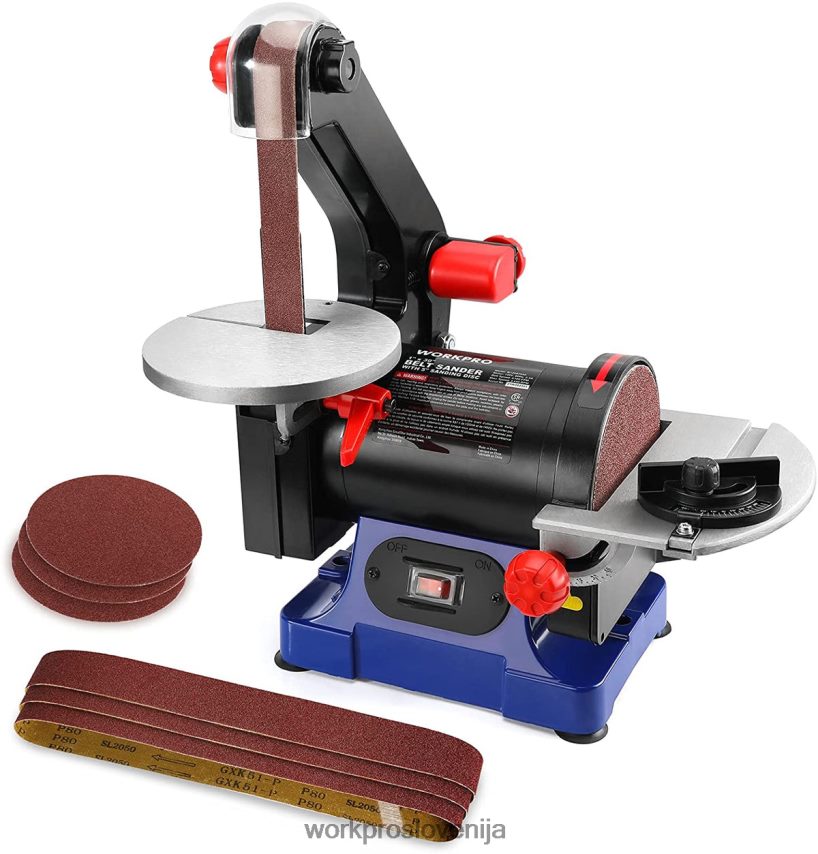 WORKPRO brusilnik s tračnim diskom, 1 in. x 30 in. jermen in 5 in. brusilni disk, vključno s 6 kosi brusnih papirjev 4V0B84237 orodje koristno