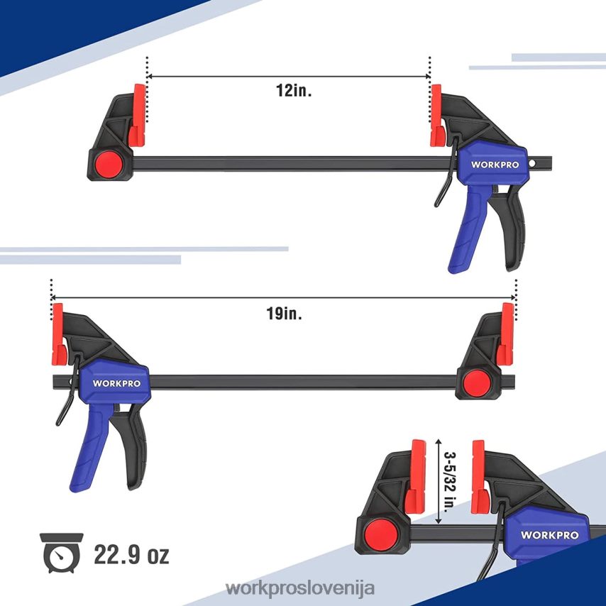 WORKPRO 2 kosa paličastih sponk za obdelavo lesa, srednje obremenitve 300 lbs enoročne sponke/razpiralnik 4V0B84118 orodje morden