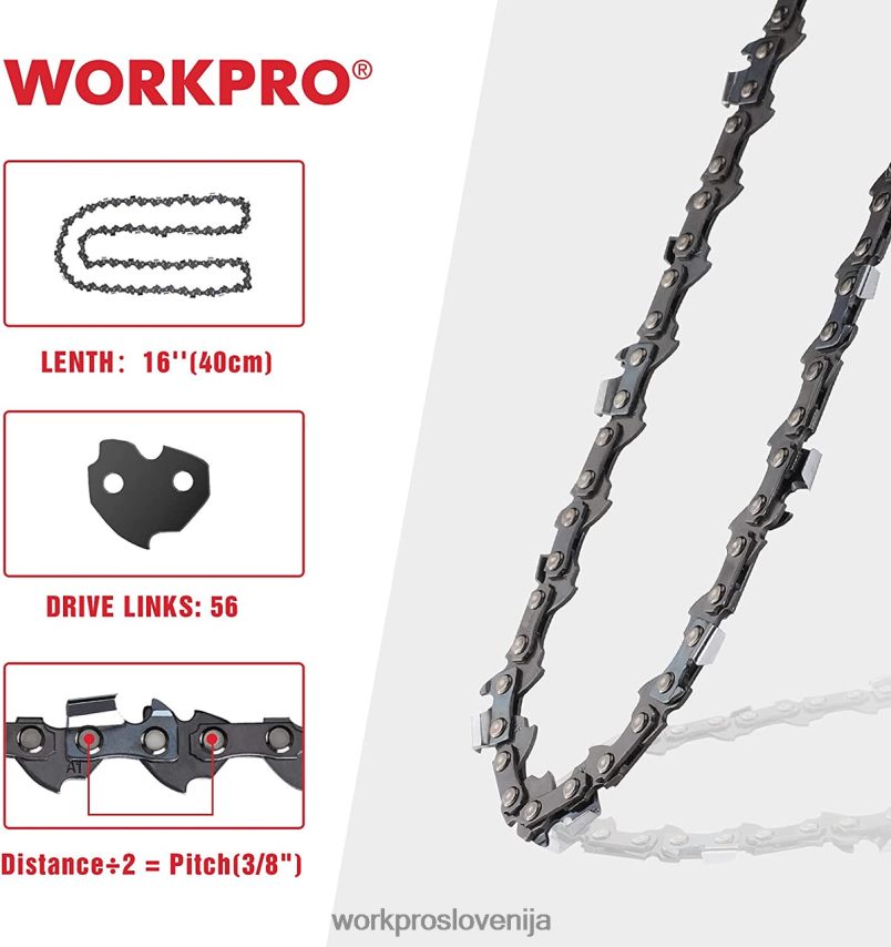 WORKPRO 2-paketna veriga za motorno žago, korak 3/8
