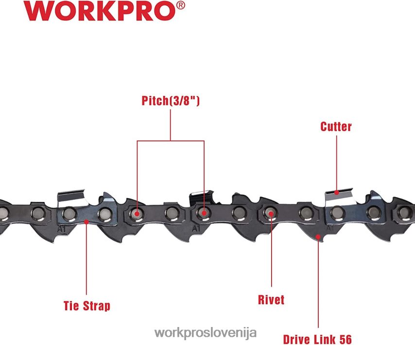 WORKPRO 2-paketna veriga za motorno žago, korak 3/8