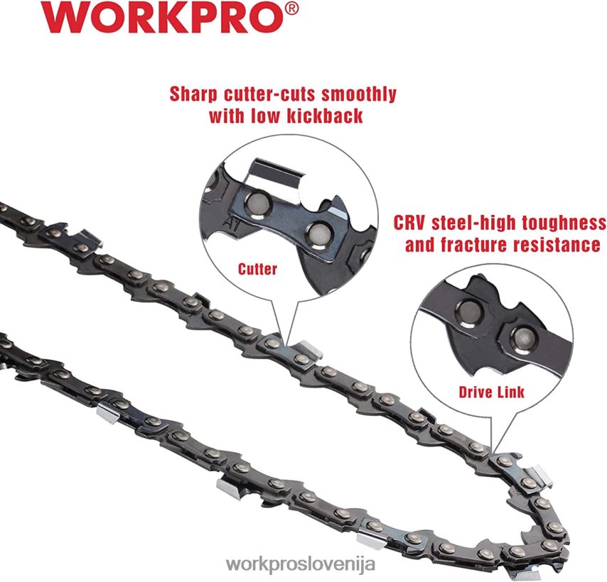 WORKPRO 2-paketna veriga za motorno žago, korak 3/8