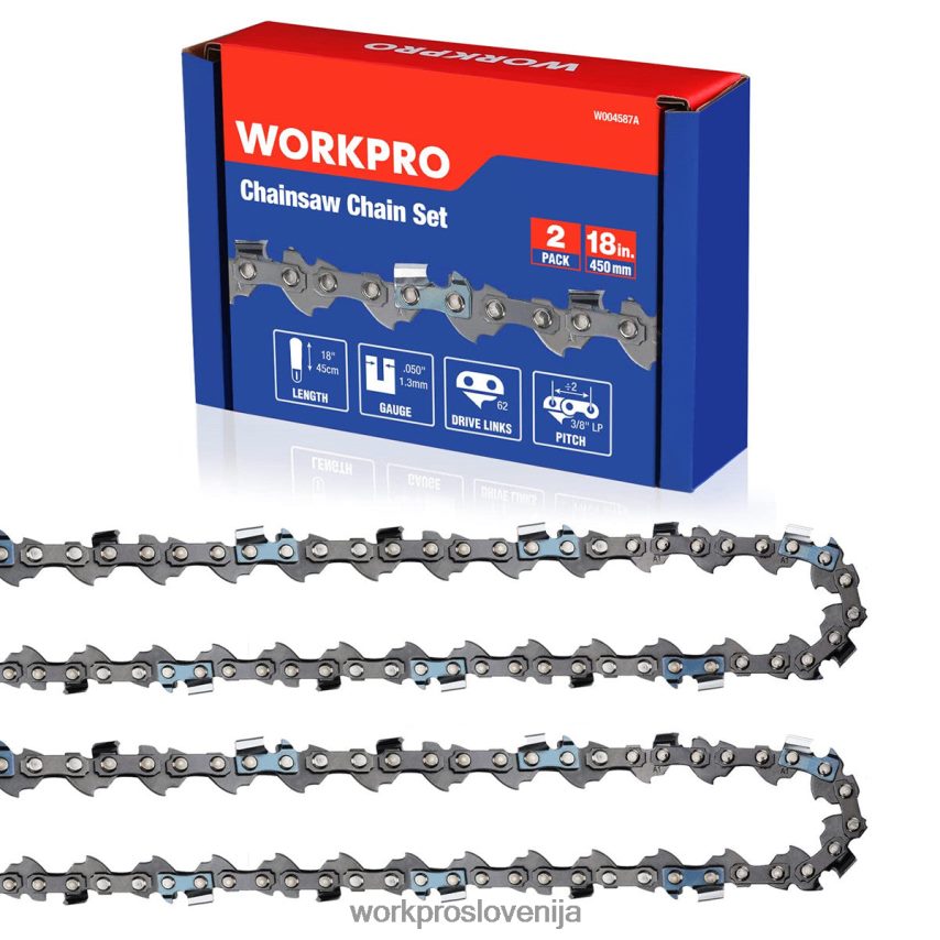 WORKPRO 2-paketna veriga za motorno žago, korak 3/8", 62 pogonskih členov, veriga za rezanje lesa za dele motorne žage 4V0B84203 orodje novo