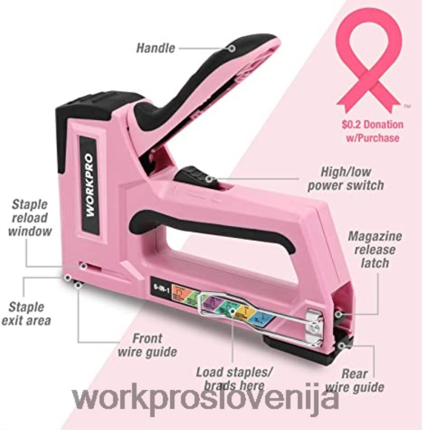 WORKPRO 106-delni komplet orodja & 6-delni magnetni izvijači & komplet 12-voltnega akumulatorskega vrtalnika & pištola za sponke 6-v-1 4V0B84312 orodje roza