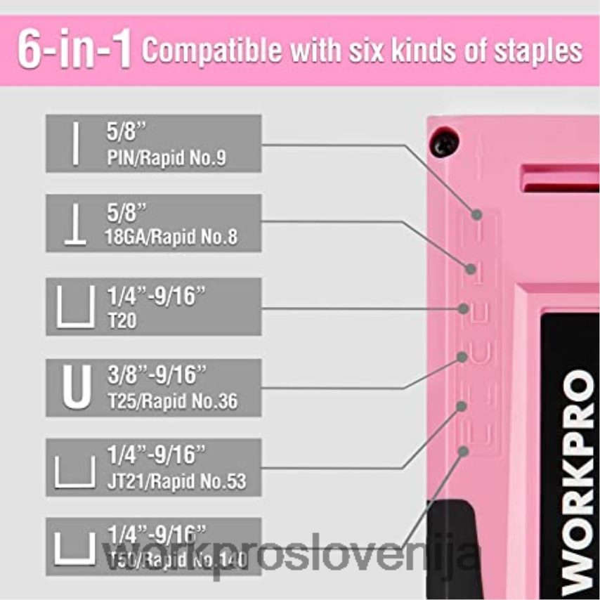 WORKPRO 106-delni komplet orodja & 6-delni magnetni izvijači & komplet 12-voltnega akumulatorskega vrtalnika & pištola za sponke 6-v-1 4V0B84312 orodje roza