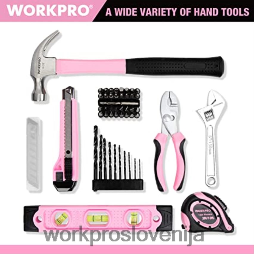 WORKPRO Komplet akumulatorskih vrtalnikov 12 V & pištola za spenjanje 6 v 1 & komplet 8 kosov magnetnih izvijačev & akumulatorska pištola za vroče lepilo 4V0B84313 orodje roza