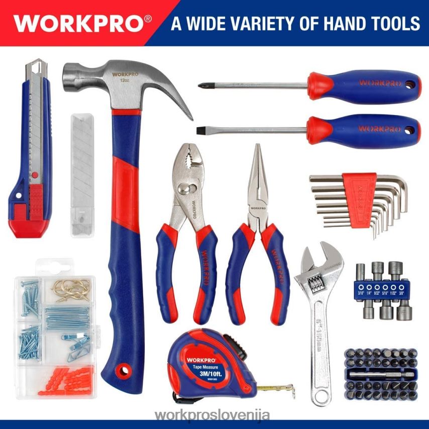 WORKPRO čelna objemka & 12-voltni akumulatorski vrtalnik in komplet domačega orodja & 10-delni komplet profesionalnih svedrov z lopato & pištola za sponke 4 v 1 za težka dela 4V0B84318 orodje uporaben