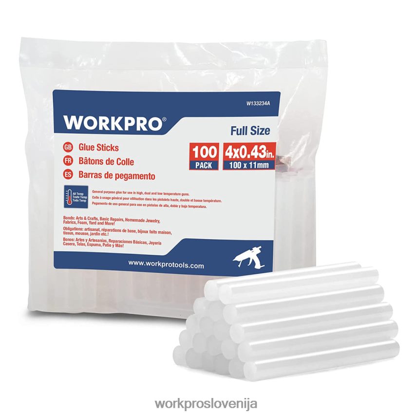 WORKPRO 100 paketov vročih lepilnih paličic polne velikosti, ki so združljivi z večino lepilnih pištol 4V0B84196 orodje novo