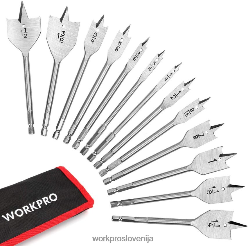 WORKPRO 13-delni komplet lopastih svedrov v sae z najlonsko torbico za shranjevanje 4V0B84211 orodje koristno