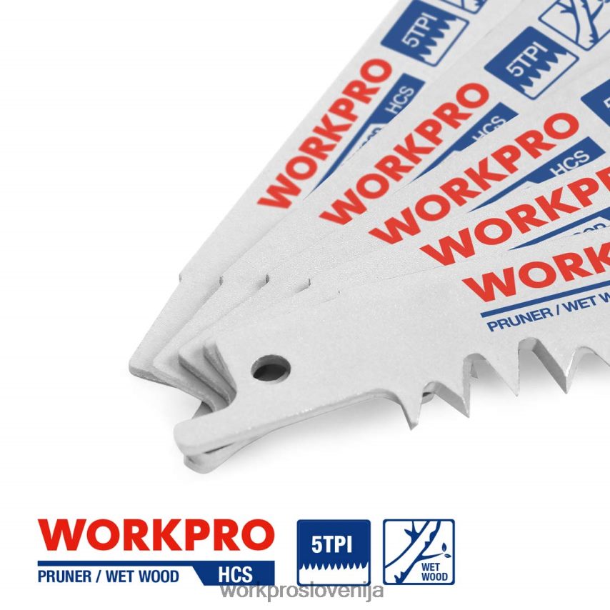 WORKPRO 5-delni 9-palčni komplet sabljastih žaginih listov za obrezovanje lesa 4V0B84208 orodje koristno