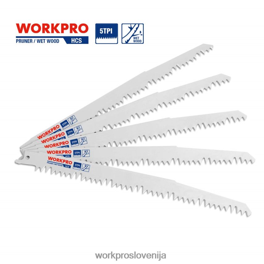 WORKPRO 5-delni 9-palčni komplet sabljastih žaginih listov za obrezovanje lesa 4V0B84208 orodje koristno