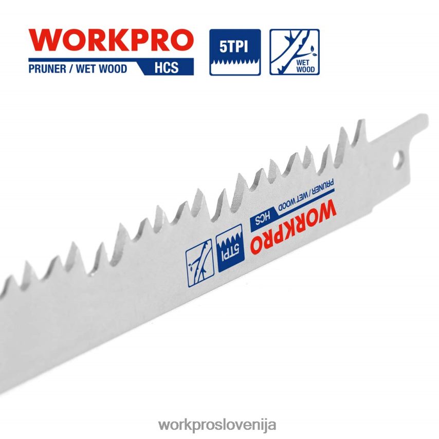 WORKPRO 5-delni 9-palčni komplet sabljastih žaginih listov za obrezovanje lesa 4V0B84208 orodje koristno