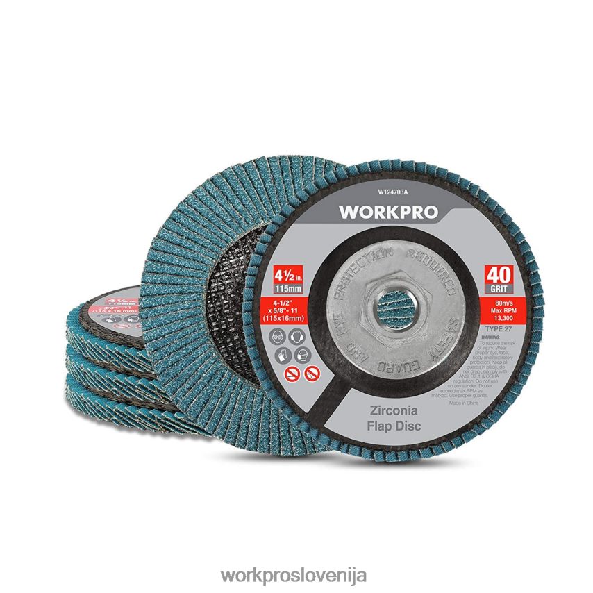 WORKPRO 5 paketov lamelnih plošč iz cirkonijevega dioksida, brusilnih plošč za kotne brusilnike, 4-1/2 palčnih brusov 4V0B84206 orodje uporaben