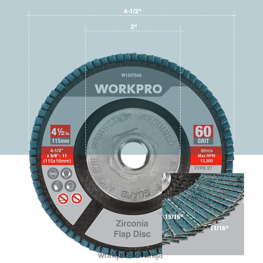 WORKPRO 5 paketov lamelnih plošč iz cirkonijevega dioksida, brusilnih plošč za kotne brusilnike, 4-1/2 palčnih brusov 4V0B84206 orodje uporaben