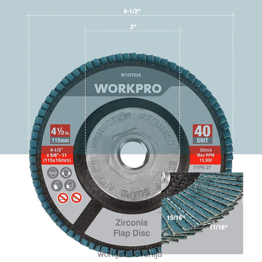 WORKPRO 5 paketov lamelnih plošč iz cirkonijevega dioksida, brusilnih plošč za kotne brusilnike, 4-1/2 palčnih brusov 4V0B84206 orodje uporaben