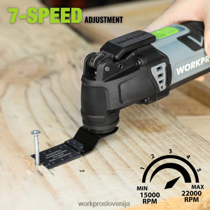 WORKPRO 3,0-amperska žična zamenljiva nihajna žaga s hitrim zaklepom in 7 spremenljivimi hitrostmi, 3 koti nihanja, 17 kosov dodatkov za žago in torbo za prenašanje 4V0B84230 orodje uporaben