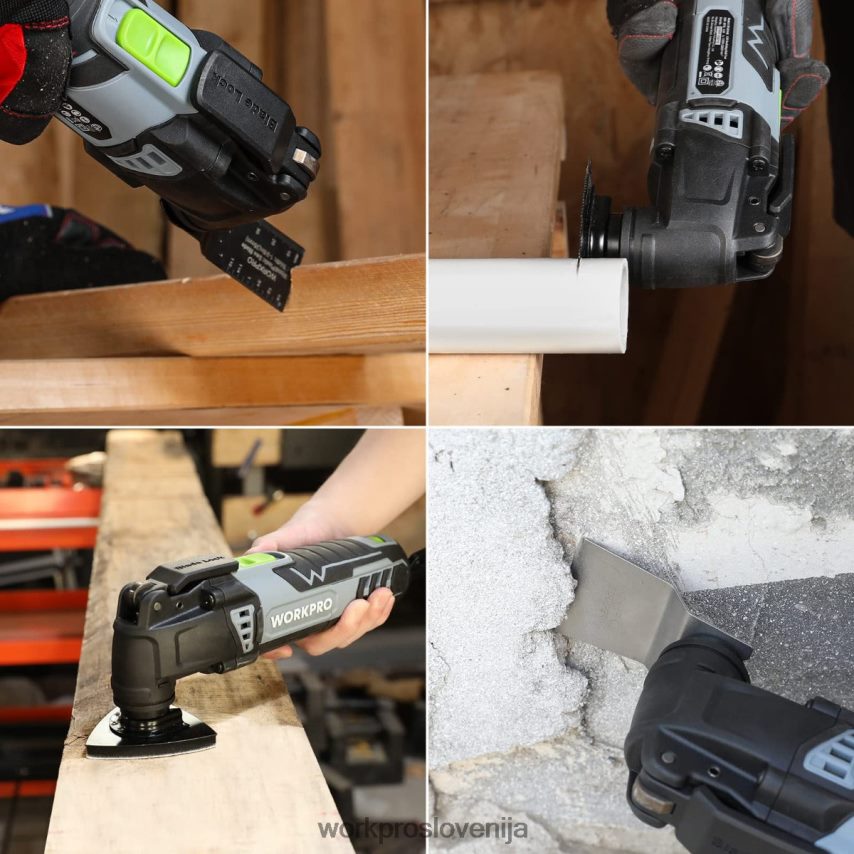 WORKPRO 3,0-amperska žična zamenljiva nihajna žaga s hitrim zaklepom in 7 spremenljivimi hitrostmi, 3 koti nihanja, 17 kosov dodatkov za žago in torbo za prenašanje 4V0B84230 orodje uporaben