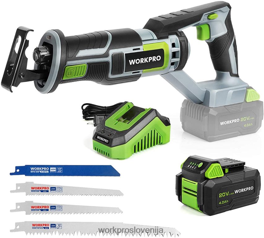 WORKPRO akumulatorska sabljasta žaga, priloženi 4 žagini listi za rezanje lesa in kovine 4V0B84184 orodje novo