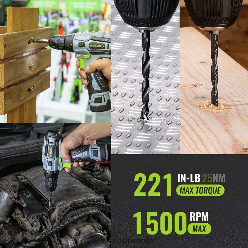 WORKPRO 108-delni prenosni komplet orodja z električnim vrtalnikom 4V0B84173 orodje roza/siva