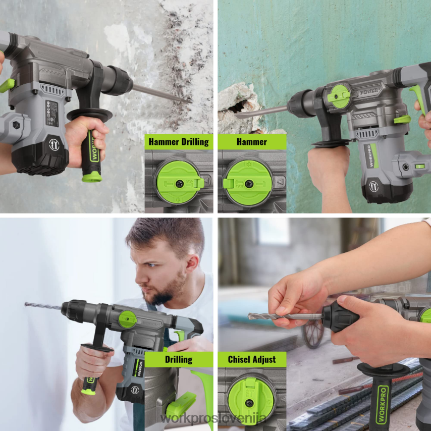 WORKPRO 12,5 amperov 1-1/4 inch premium vrtalno kladivo sds-plus, zmogljiva žična različica 4V0B84179 orodje koristno