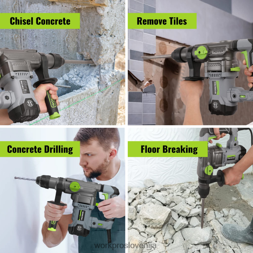 WORKPRO 12,5 amperov 1-1/4 inch premium vrtalno kladivo sds-plus, zmogljiva žična različica 4V0B84179 orodje koristno
