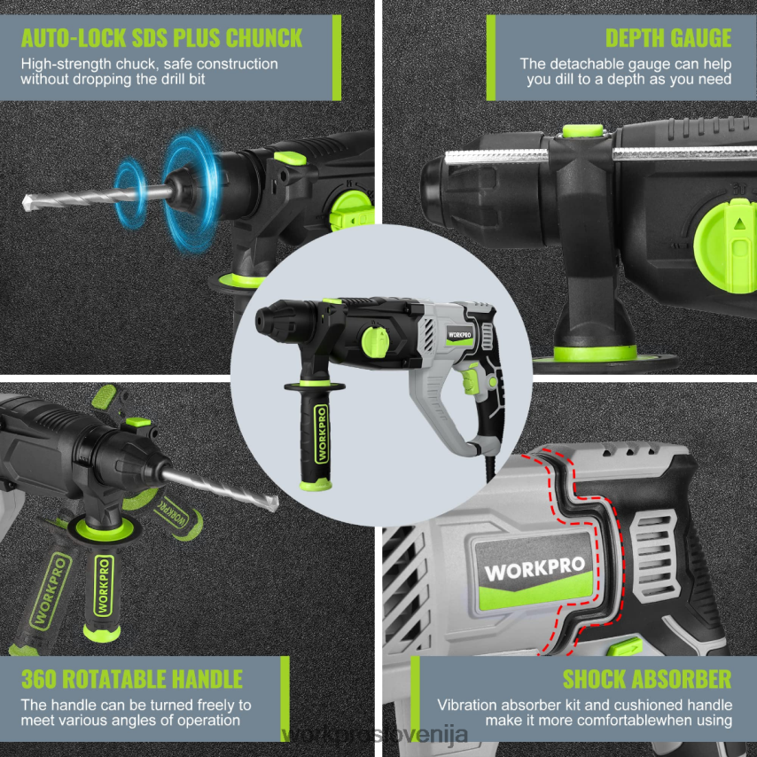 WORKPRO 7,5 A 1-1/4 inch vrhunsko vrtalno kladivo sds-plus, lahka žična različica 4V0B84178 orodje uporaben