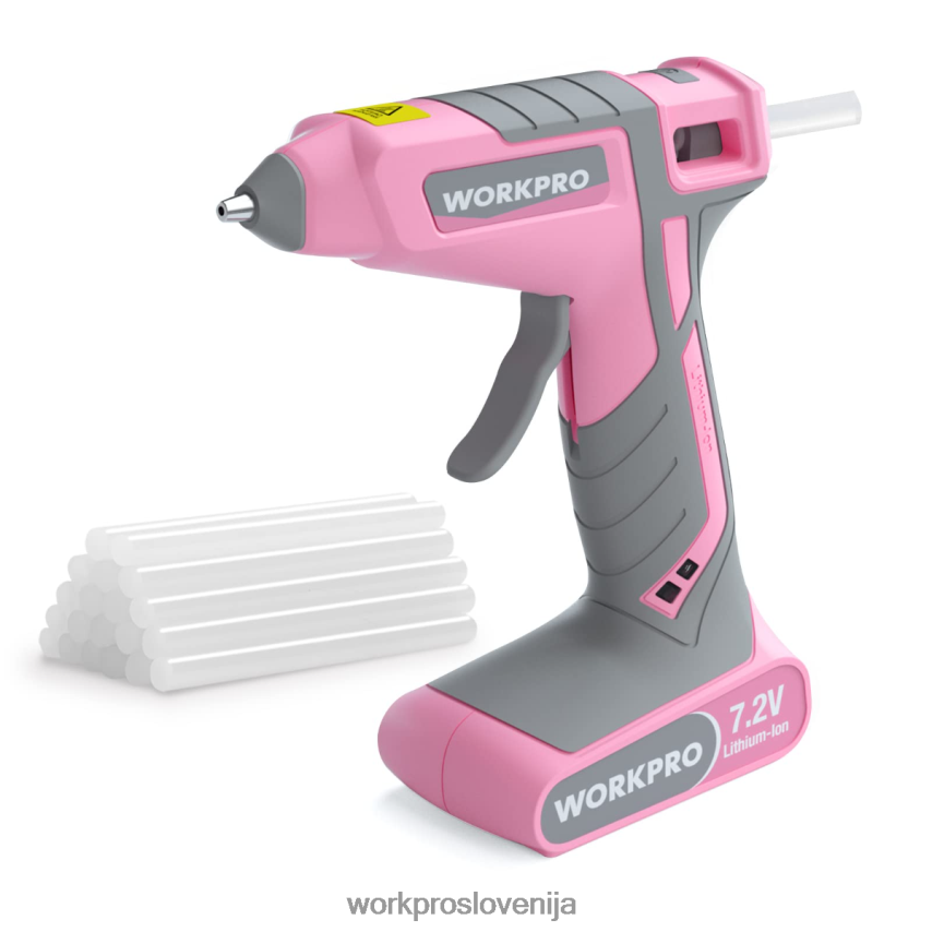 WORKPRO Komplet brezžične pištole za vroče lepilo 7,2 V 4V0B84164 orodje roza/bela