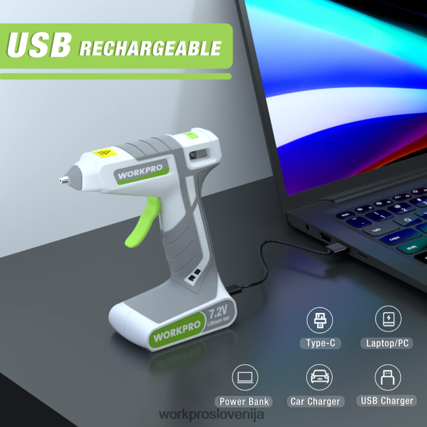 WORKPRO Komplet brezžične pištole za vroče lepilo 7,2 V 4V0B84164 orodje roza/bela