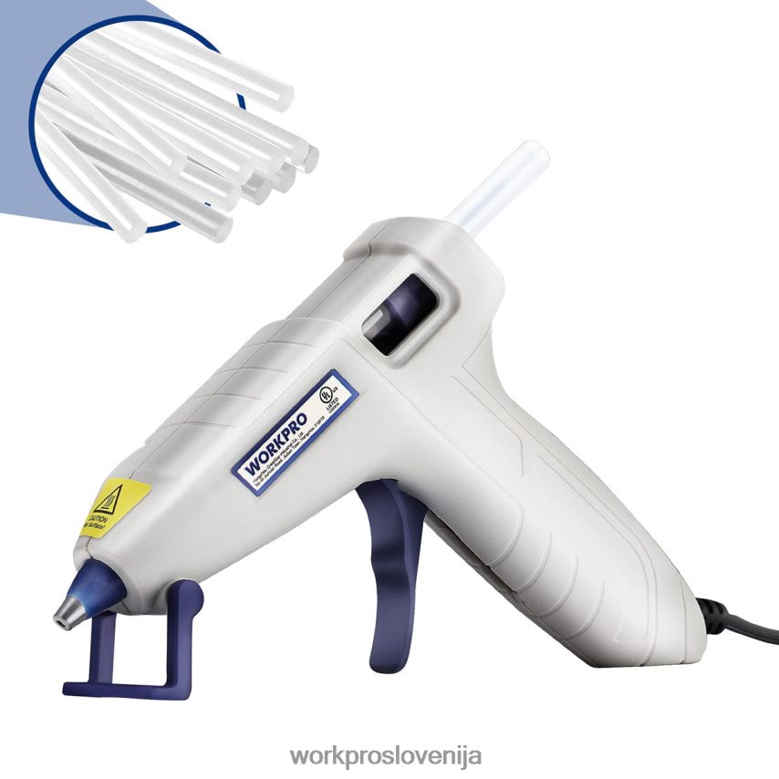 WORKPRO komplet mini pištole za vroče lepilo z 20 kosi vročih lepilnih palčk 4V0B84162 orodje roza/bela