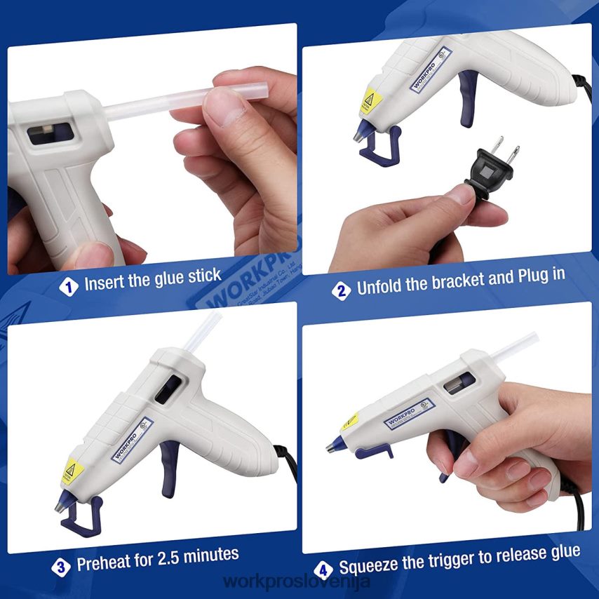 WORKPRO komplet mini pištole za vroče lepilo z 20 kosi vročih lepilnih palčk 4V0B84162 orodje roza/bela