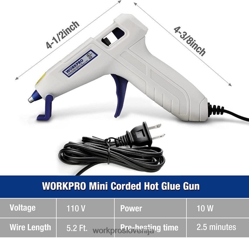 WORKPRO komplet mini pištole za vroče lepilo z 20 kosi vročih lepilnih palčk 4V0B84162 orodje roza/bela