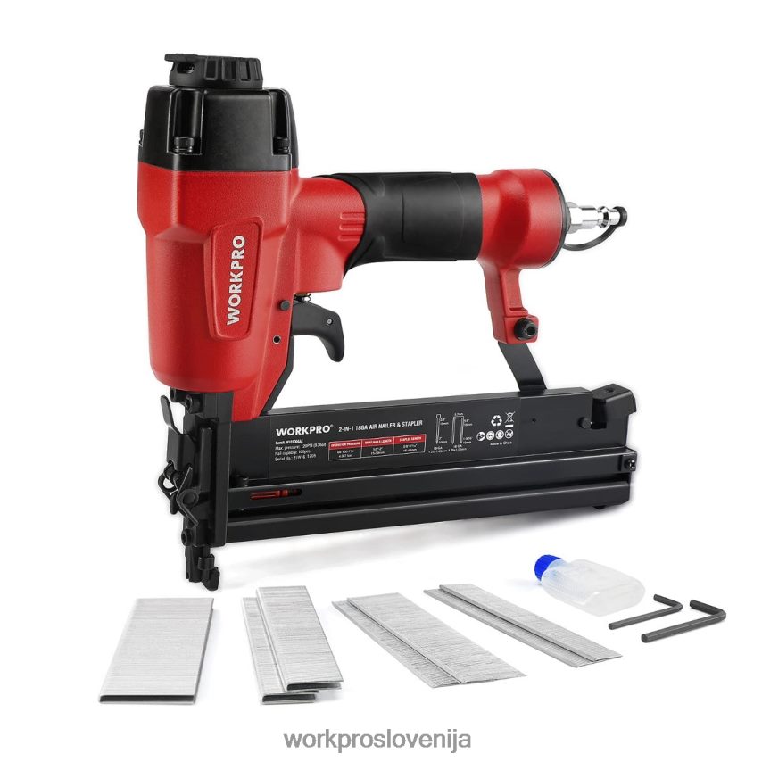 WORKPRO pnevmatski 2 v 1 brad zabijač s 400 kosi žebljev/300 kosi sponk 4V0B84181 orodje morden