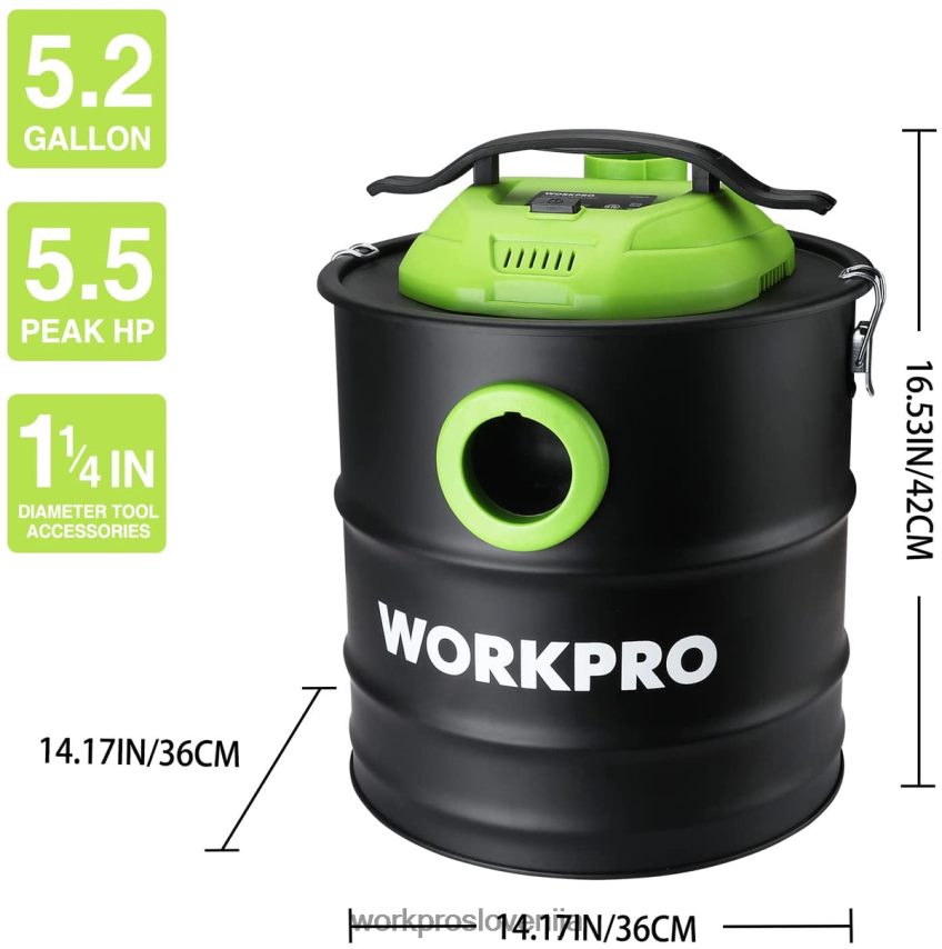 WORKPRO 5,2-litrski sesalnik za pepel, 5,5 konjskih moči največje moči sesalnik za pepel s hepa filtrom 4V0B84212 orodje koristno