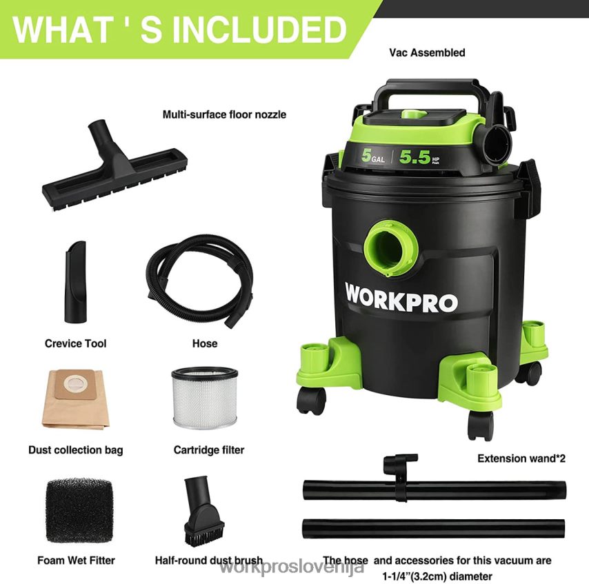 WORKPRO 5-galonski sesalnik za trgovine, 5,5 najvišje konjske moči sesalnik za trgovine s hepa filtrom, cevjo in dodatki 4V0B84214 orodje morden