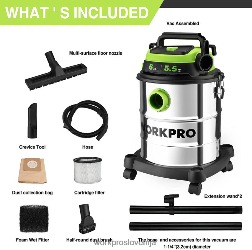 WORKPRO 6-galonski sesalnik za mokro/suho v trgovini s filtrom hepa, cevjo in dodatki za zbiranje prahu doma/na delovnem mestu 4V0B84213 orodje morden