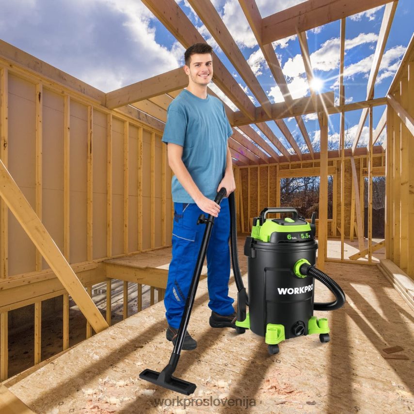 WORKPRO Trgovski sesalnik s 6 galonami in 5,5 največjimi konjskimi močmi s cevjo za filter hepa in dodatki 4V0B84215 orodje koristno