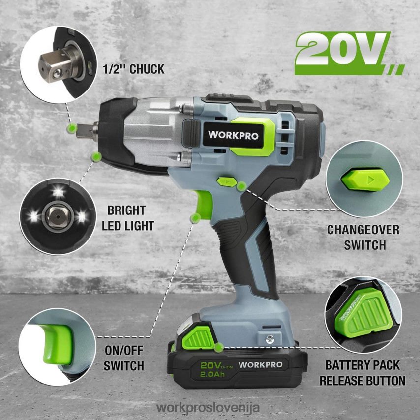 WORKPRO 20 V akumulatorski udarni vijačnik s hitrim polnilnikom za pas za enostavno prenašanje 4V0B84187 orodje morden