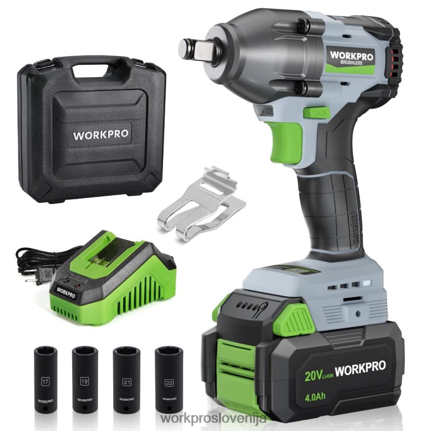 WORKPRO 20 V akumulatorski udarni vijačnik, z baterijo 4,0 ah, hitrim polnilnikom, 4 udarnimi vtičnicami in etuijem za shranjevanje 4V0B84188 orodje morden