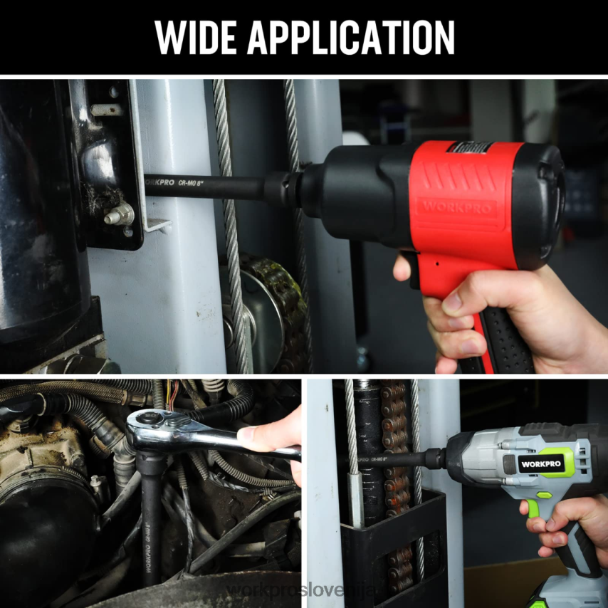 WORKPRO 3-delni kompleti udarnih podaljškov za 3, 6, 8 in 1/2 palca 4V0B84202 orodje uporaben