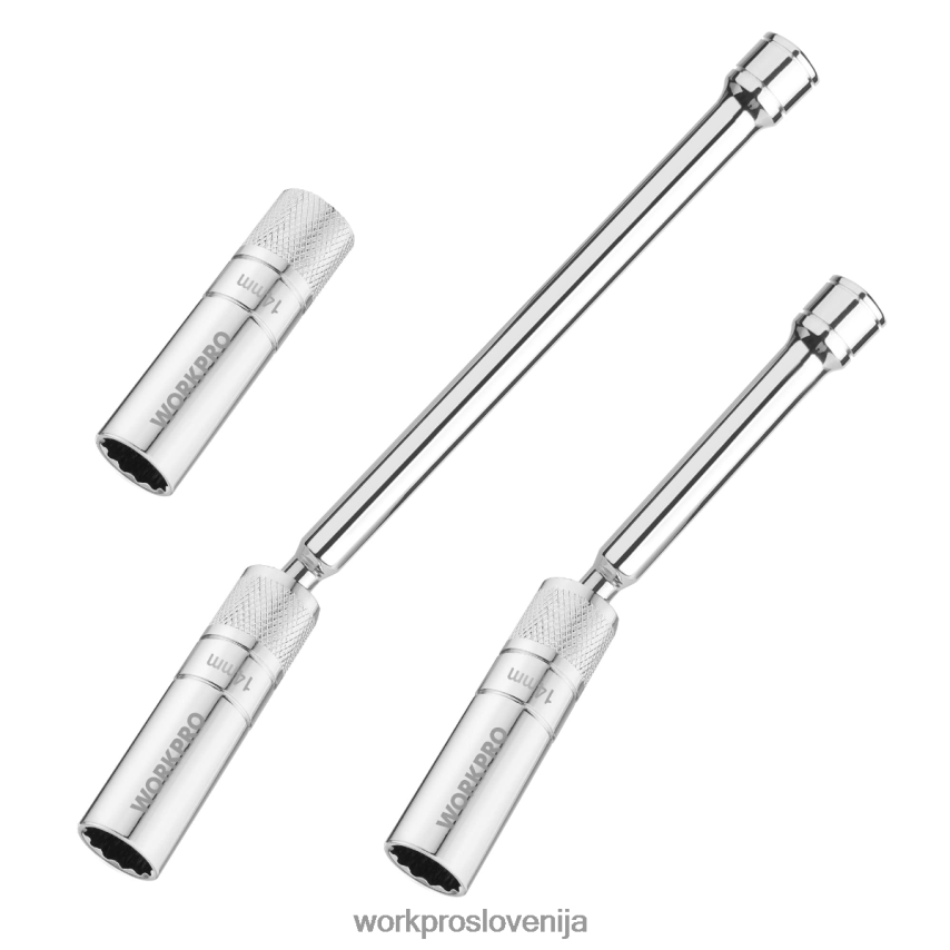 WORKPRO 3 kosi - 14 mm tankostenske vtičnice s 6- in 10-palčnimi podaljški, komplet magnetnih vrtljivih vtičnic za svečke 4V0B84143 orodje koristno