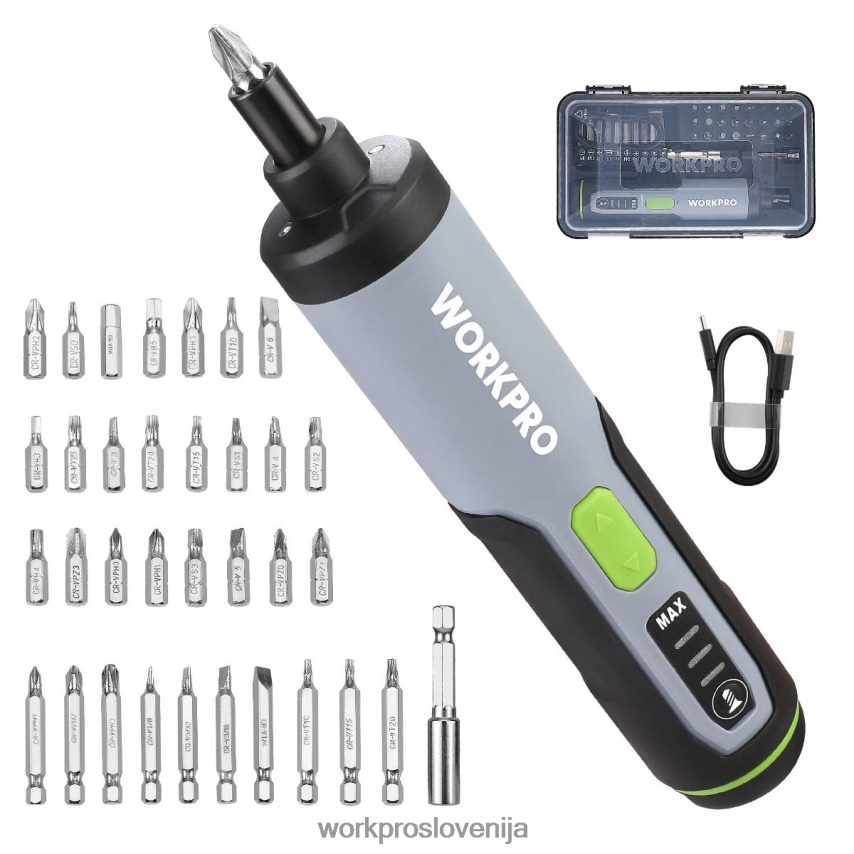 WORKPRO Električni vijačnik 4v, komplet akumulatorskih vijačnikov z led lučko 4V0B84232 orodje uporaben