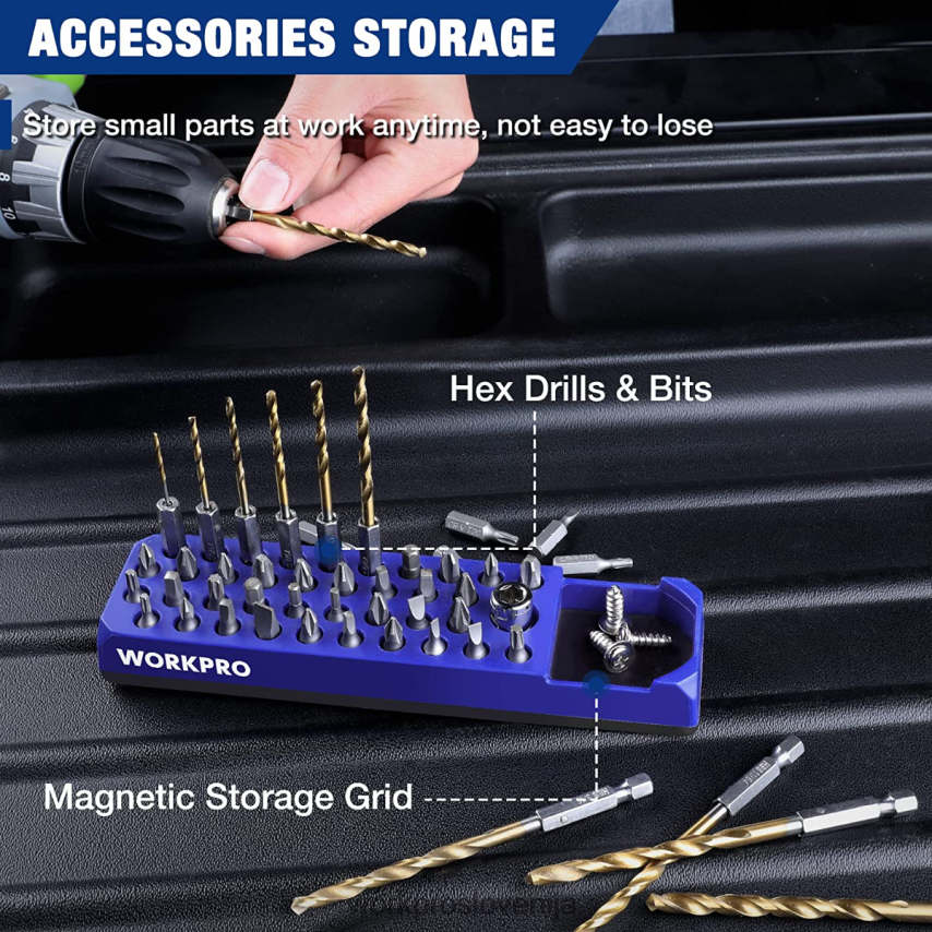 WORKPRO magnetni šestrobi izvijač s 39 luknjami organizator svedrov za 1/4-palčni šestrobi nastavek in adapter za pogonske nastavke 4V0B84132 orodje rdeča/modra
