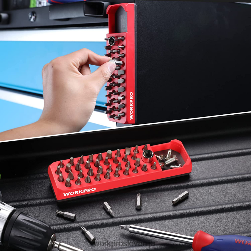 WORKPRO magnetni šestrobi izvijač s 39 luknjami organizator svedrov za 1/4-palčni šestrobi nastavek in adapter za pogonske nastavke 4V0B84132 orodje rdeča/modra