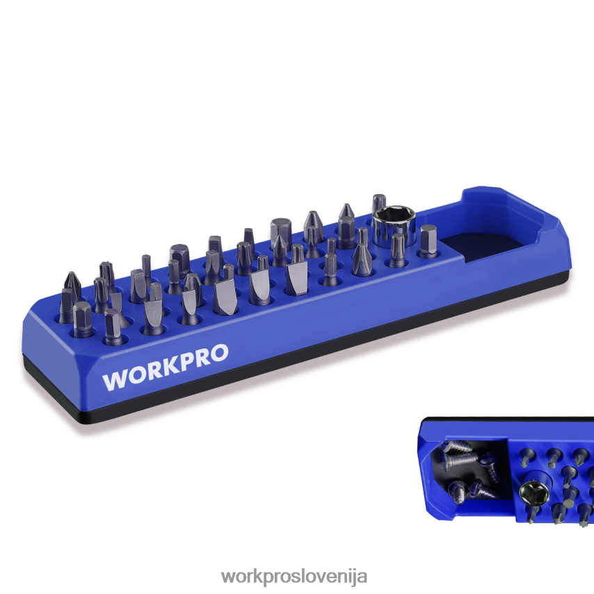 WORKPRO magnetni šestrobi izvijač s 39 luknjami organizator svedrov za 1/4-palčni šestrobi nastavek in adapter za pogonske nastavke 4V0B84132 orodje rdeča/modra