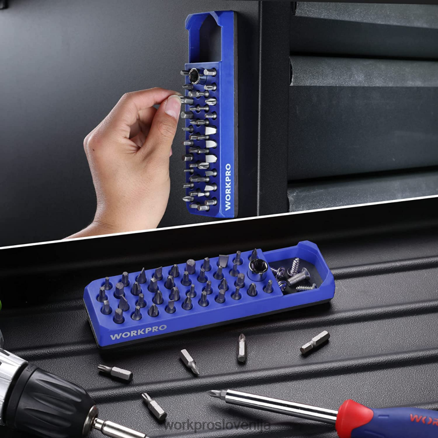 WORKPRO magnetni šestrobi izvijač s 39 luknjami organizator svedrov za 1/4-palčni šestrobi nastavek in adapter za pogonske nastavke 4V0B84132 orodje rdeča/modra