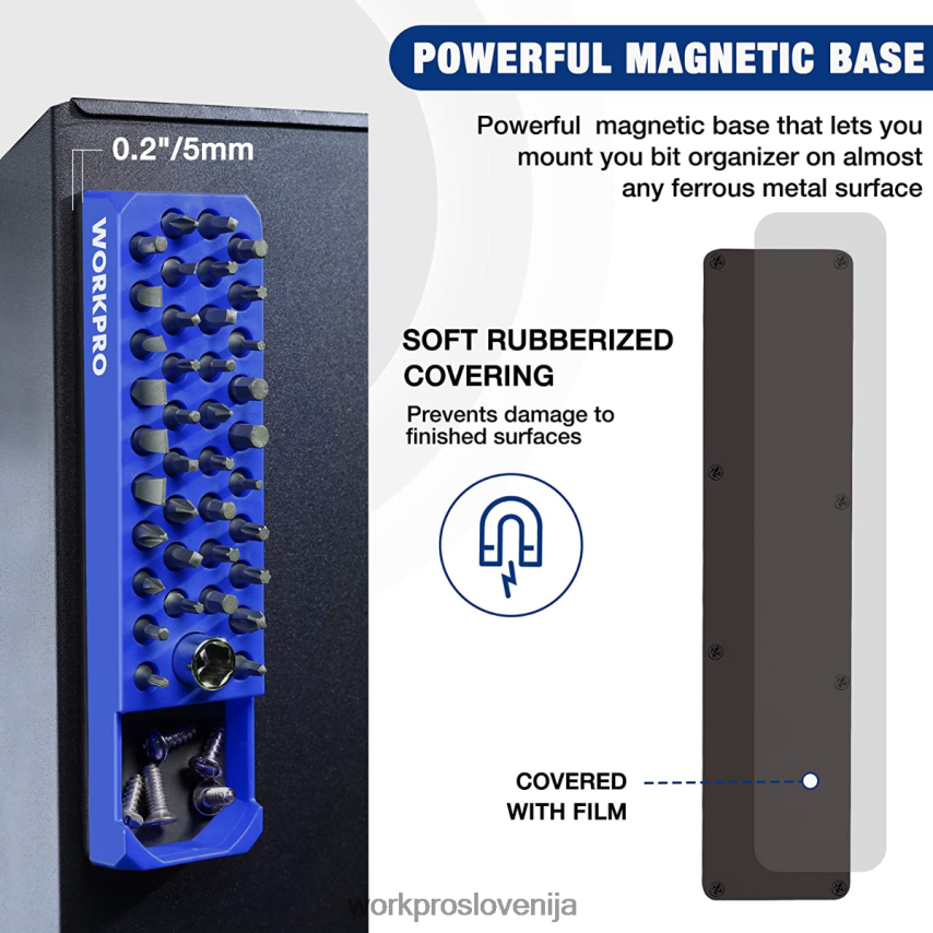 WORKPRO magnetni šestrobi izvijač s 39 luknjami organizator svedrov za 1/4-palčni šestrobi nastavek in adapter za pogonske nastavke 4V0B84132 orodje rdeča/modra