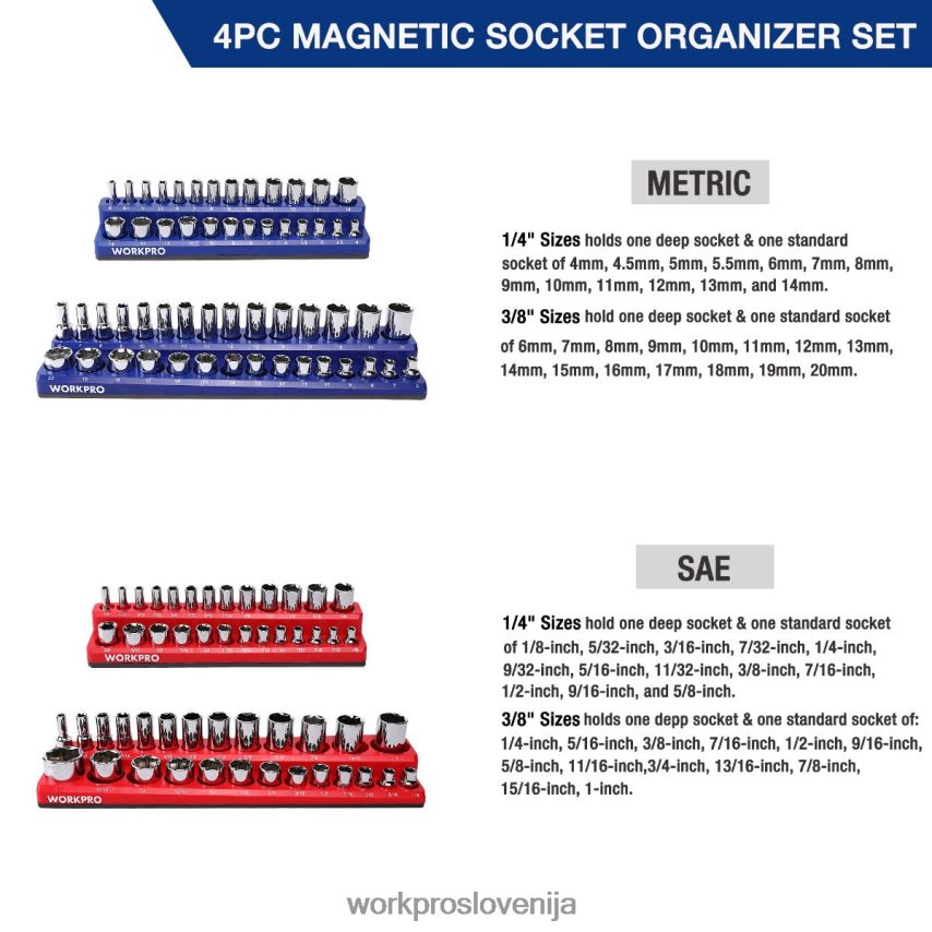 WORKPRO set 4 magnetnih organizatorjev posod 4V0B84134 orodje morden