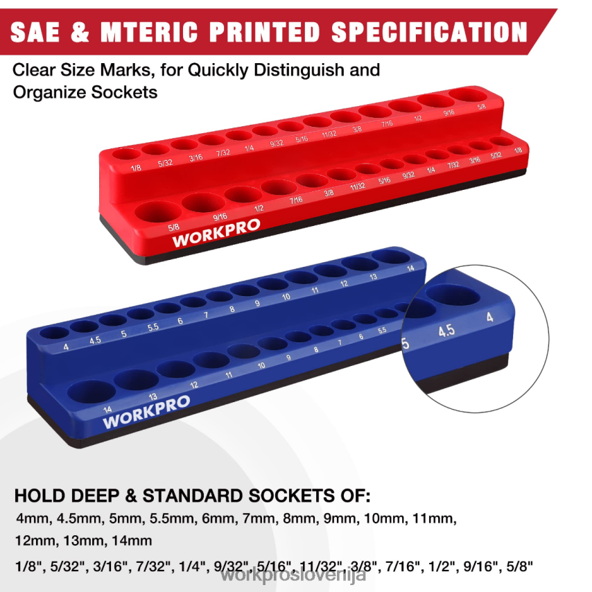 WORKPRO set organizatorjev magnetnih vtičnic 4V0B84131 orodje novo