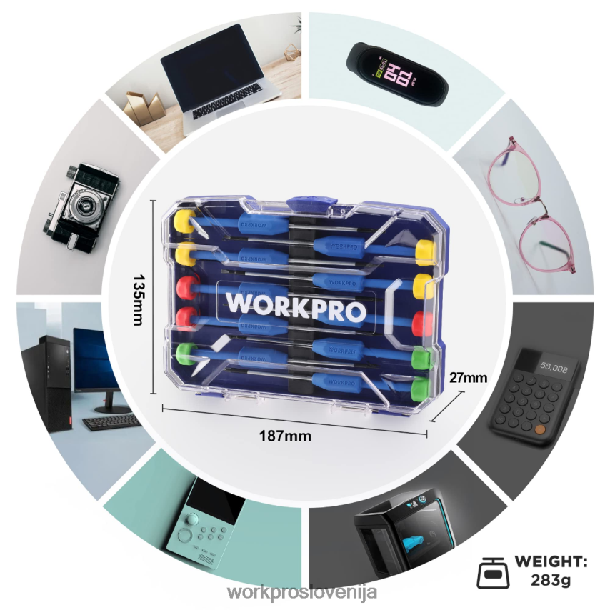 WORKPRO 10-delni komplet natančnih izvijačev z ohišjem, križni, z zarezo, torx zvezda, komplet magnetnega orodja za popravilo izvijačev, nedrseč ročaj 4V0B84103 orodje novo