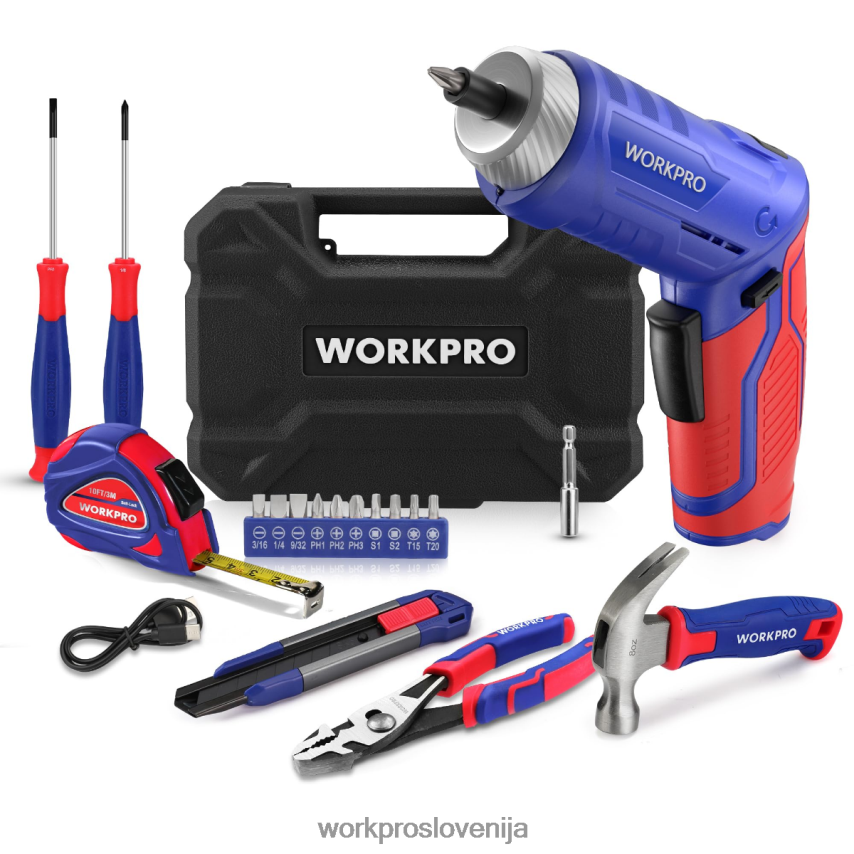 WORKPRO 18-delni komplet splošnega domačega orodja 4V0B84102 orodje roza/modra